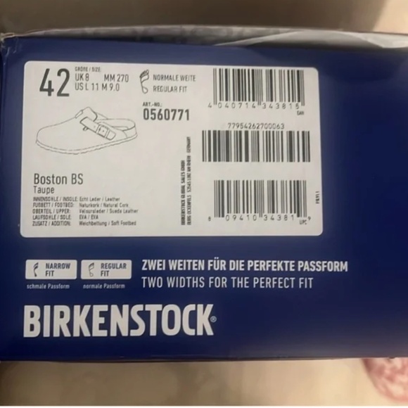 Birkenstock Boston Soft bed size 42 Authentic //NEW suede leather taupe NWT - Picture 2 of 8